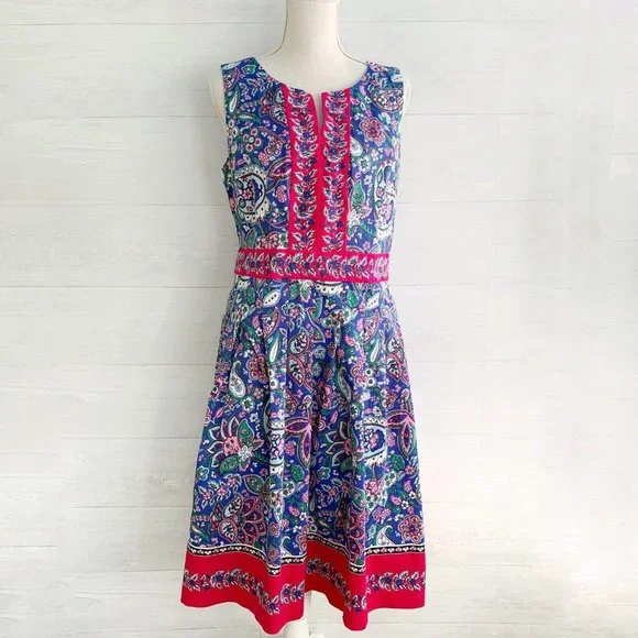 talbots paisley fit and flare dress Retro Paisley Fit-and-Flare Dress